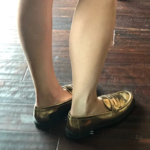 Cole Haan Shiny Gold Loafers - Picture 8 of 8